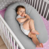 Amilian Stillkissen mit Füllung Seitenschläferkissen fürs Baby 170 cm inkl Bezug 100% Baumwolle mit Reißverschluss Babykissen in vielen Designs erhältlich Muster Grau 100% Baumwolle Oberstoff 100% Polypropylen, Füllung 100% Polyester - Image 4