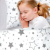Amilian Kinderbettwäsche 2-teilig 100% Baumwolle Babybettwäsche für Baby Bettbezug 100x135cm, Kopfkissenbezug 40x60cm, Gute Nacht grau 100% Baumwolle - Image 3