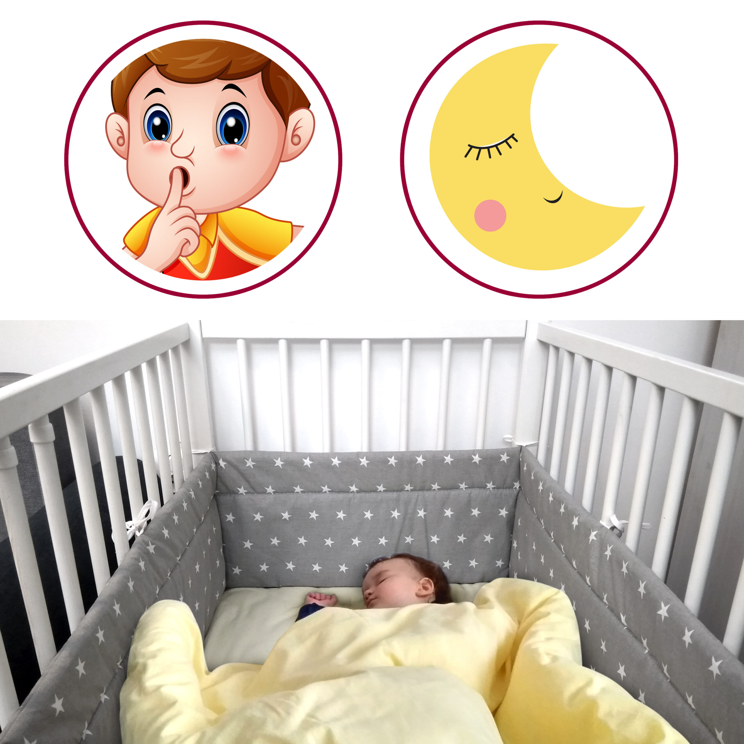 Nestchen mit Schärpen für das Babybett 60x120 Bettumrandung Kopfschutz 