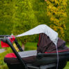Sonnensegel für jeden Kinderwagen, UV-Sonnenschutz Hellgrau/HERZ mit Applikation 100% Baumwolle - Image 3