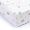 Spannbettlaken Spannbetttuch für Babybett Kinderbett Sternchen KLEIN Rosa 140cm x 70cm 100% Baumwolle