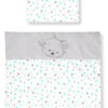 Amilian Kinderwagenset mit Stickerei fürs Baby Bettwäsche für Kinderwagen 80x80cm + 35x40cm Bezüge Baumwolle (Sternchen KLEIN Türkis/Hellgrau + BÄR, 2 tlg.) 100% Baumwolle - Image 2