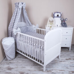 Amilian® Baby Bettwäsche 5tlg Bettset mit Nestchen Kinderbettwäsche Himmel 100x135cm Retro braun Vollstoffhimmel 