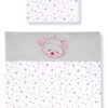 Amilian Kinderwagenset mit Stickerei fürs Baby Bettwäsche für Kinderwagen 80x80cm + 35x40cm Bezüge Baumwolle (Sternchen KLEIN Rosa/Hellgrau + BÄR, 2 tlg.) 100% Baumwolle - Image 2