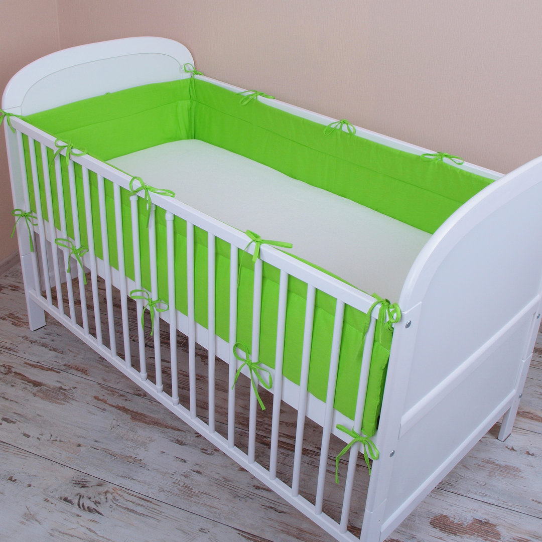 Bettumrandung Nestchen 180x30 cm Einfarbig- Dunkel - Grün Bettnestchen Baby  Kantenschutz - Amilian