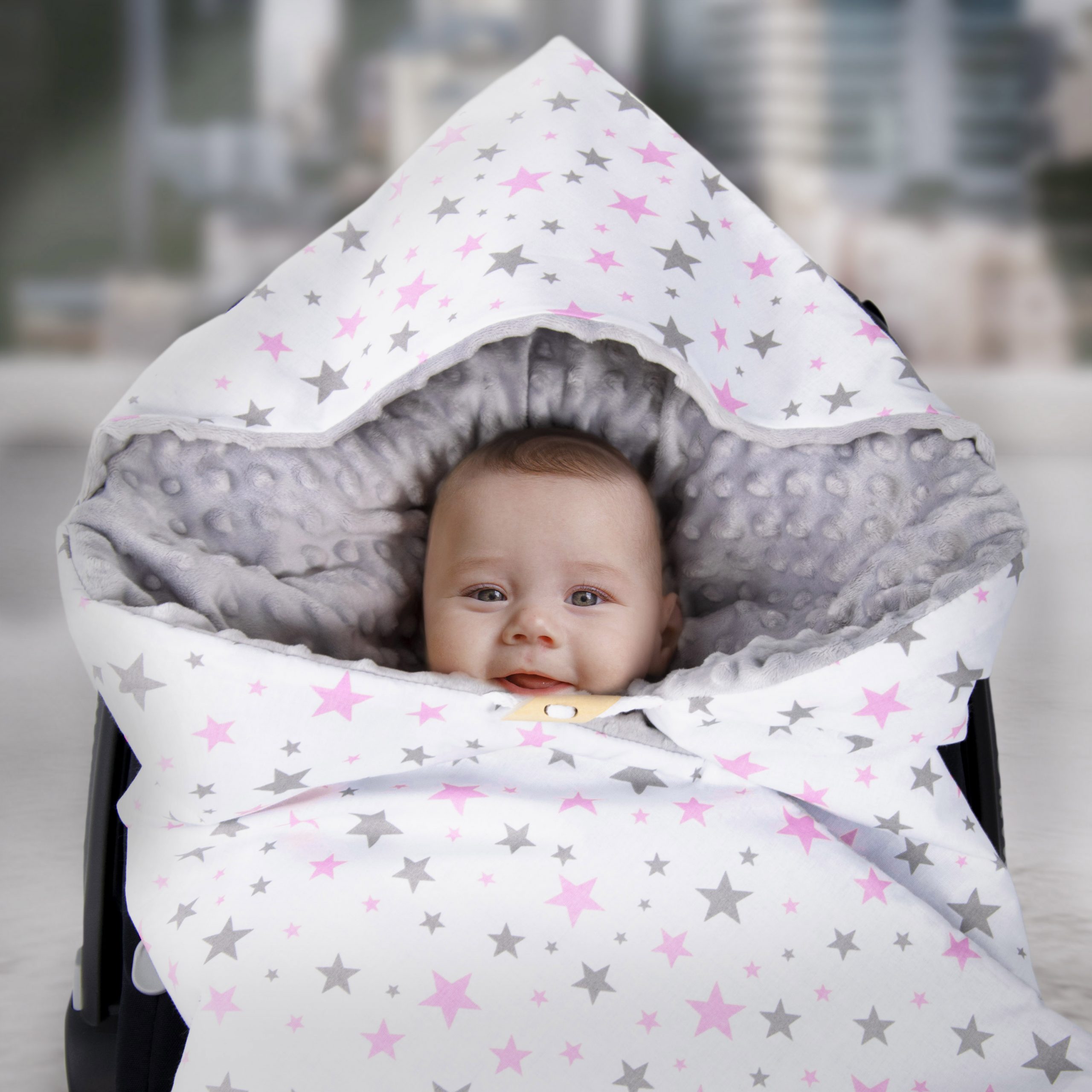 Einschlagdecke für Babyschale und Kinderwagen aus Baumwolle und