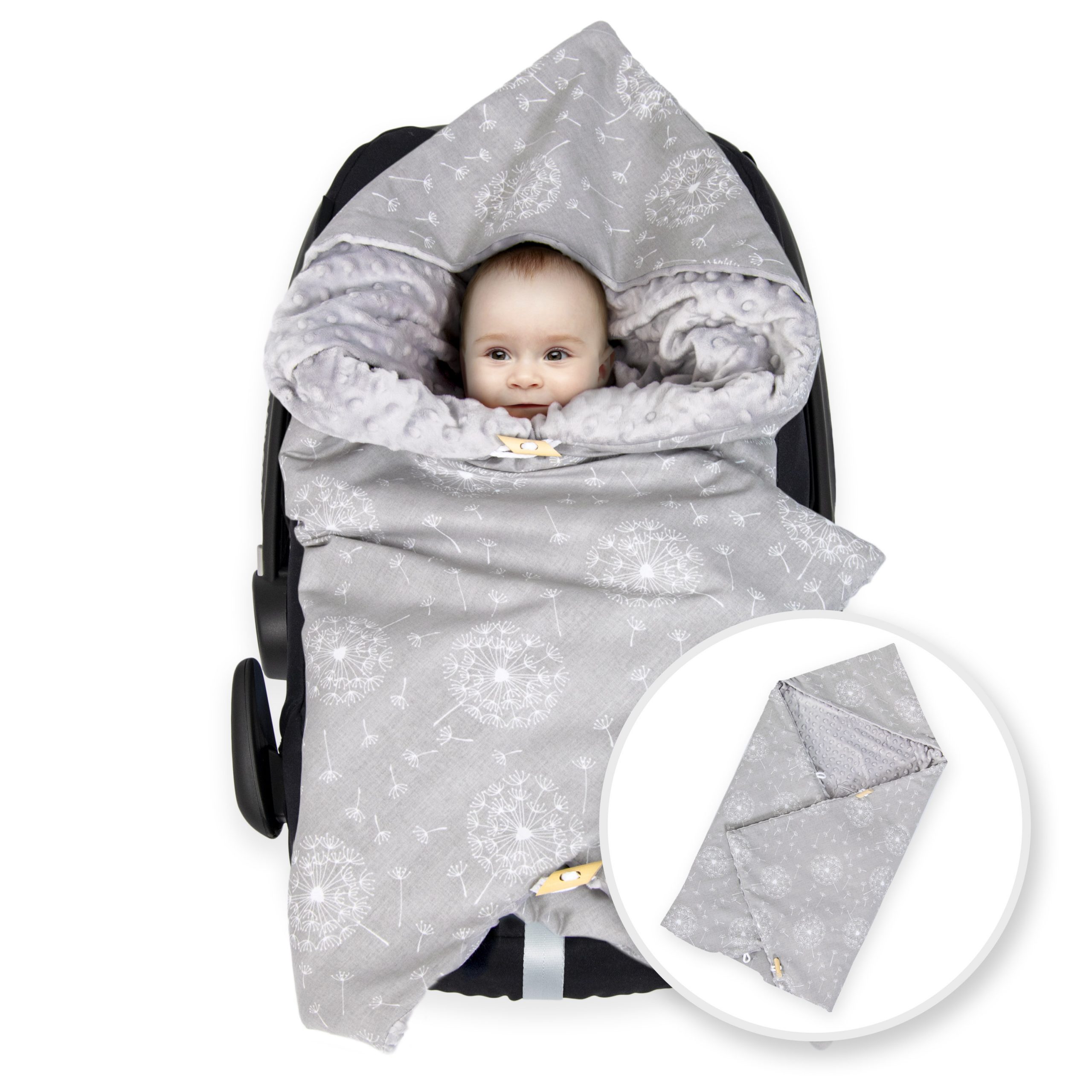 Popolini Baumwollvliessack für Babyschale Kuscheldecke Einschlagdecke für Auto 