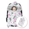 Amilian Baby Einschlagdecke, Decke, Babydecke, Fußsäck, Kuscheldecke mit Kapuze, universal für Babyschale, Autositz, Buggy Kinderwagen ca. 90x90 cm, Baumwolle, Baby Car Seat Blanket B05 Oberstoff 1: 100% Baumwolle, Oberstoff 2 : 100% Polyester, Füllung: 100% Polyester - Image 2