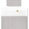 Amilian Kinderwagenset mit Stickerei fürs Baby Bettwäsche für Kinderwagen 80x80cm + 35x40cm Bezüge Baumwolle (Sternchen Grau/Weiß mit Schaf, 2 tlg.) 100% Baumwolle