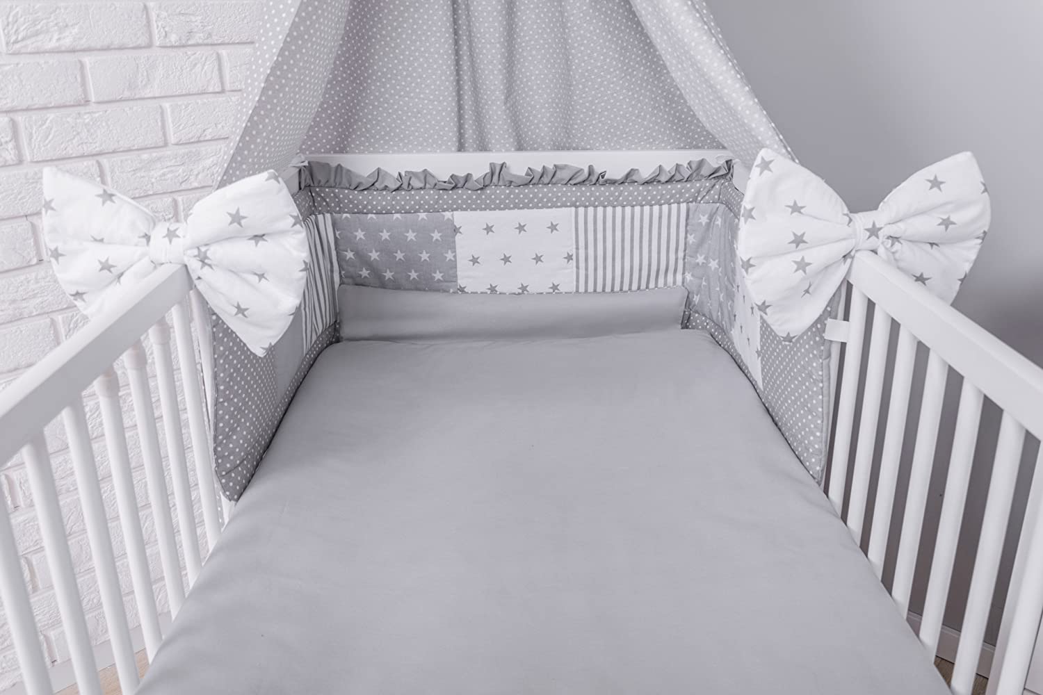 Baby Bettwäsche 7tlg Bettset mit Nestchen Kinderbettwäsche Himmel 100x135cm neu 