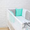 Amilian Bettumrandung Babybett weich Nestchen Kantenschutz Bettnestchen Kopfumrandung 210 cm für Laufstall Hausbett Kinder Kissen Polster (Design47) Oberstoff: 100% Baumwolle, Füllung: 100% Polyester - Image 3
