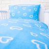Amilian Kinderbettwäsche 2-teilig 100% Baumwolle 100 x 135 cm, Kopfkissenbezug 40 x 60 cm, mit Hotelverschluß Herzen Blau 100% Baumwolle - Image 6
