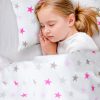 Amilian Kinderbettwäsche 2-teilig 100% Baumwolle Babybettwäsche für Baby Bettbezug 100x135cm, Kopfkissenbezug 40x60cm, Sternchen Groß Rosa 100% Baumwolle - Image 3