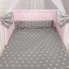 Amilian Baby Bettwäsche 7tlg Set mit Nestchen Kinderbettwäsche 100x135 Betthimmel Stern (A3)/ Sternchen Weiß auf Rosa (Chiffonhimmel) 100% Baumwolle 100% Polyester Oberstoff: 100% Baumwolle, Füllung: 100% Polyester Oberstoff: 100% Baumwolle, Füllung: 100% Polyester - Image 4