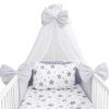 Amilian Baby Bettwäsche 7tlg Set mit Nestchen Kinderbettwäsche 100×135 Betthimmel Babybettwäsche für Baby Sternschnuppe Grau Hellgrau (Chiffonhimmel) 100% Baumwolle 100% Polyester Oberstoff: 100% Baumwolle, Füllung: 100% Polyester Oberstoff: 100% Baumwolle, Füllung: 100% Polyester