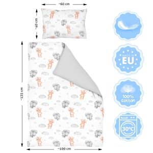 Amilian Babybettwäsche Set 100x135 cm – 2-teilig mit Kissenbezug 40x60 cm – Bettwäsche für Babybett; Kinderbett, 100 % Baumwolle – Kinderbettwäsche Jungen und Mädchen - Ballonbär - Image 2