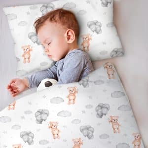 Amilian Babybettwäsche Set 100x135 cm – 2-teilig mit Kissenbezug 40x60 cm – Bettwäsche für Babybett; Kinderbett, 100 % Baumwolle – Kinderbettwäsche Jungen und Mädchen - Ballonbär - Image 3
