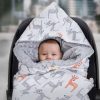 Amilian Baby Einschlagdecke, Babydecke, Fußsäck, Kuscheldecke mit Kapuze, universal für Babyschale, Autositz ca. 90×90 cm, Baby Car Seat Blanket B21 Oberstoff 1: 100% Baumwolle, Oberstoff 2 : 100% Polyester, Füllung: 100% Polyester - Image 5