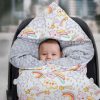 Amilian Baby Einschlagdecke, Babydecke, Fußsäck, Kuscheldecke mit Kapuze, universal für Babyschale, Autositz ca. 90×90 cm, Baby Car Seat Blanket B25 Oberstoff 1: 100% Baumwolle, Oberstoff 2 : 100% Polyester, Füllung: 100% Polyester - Image 5