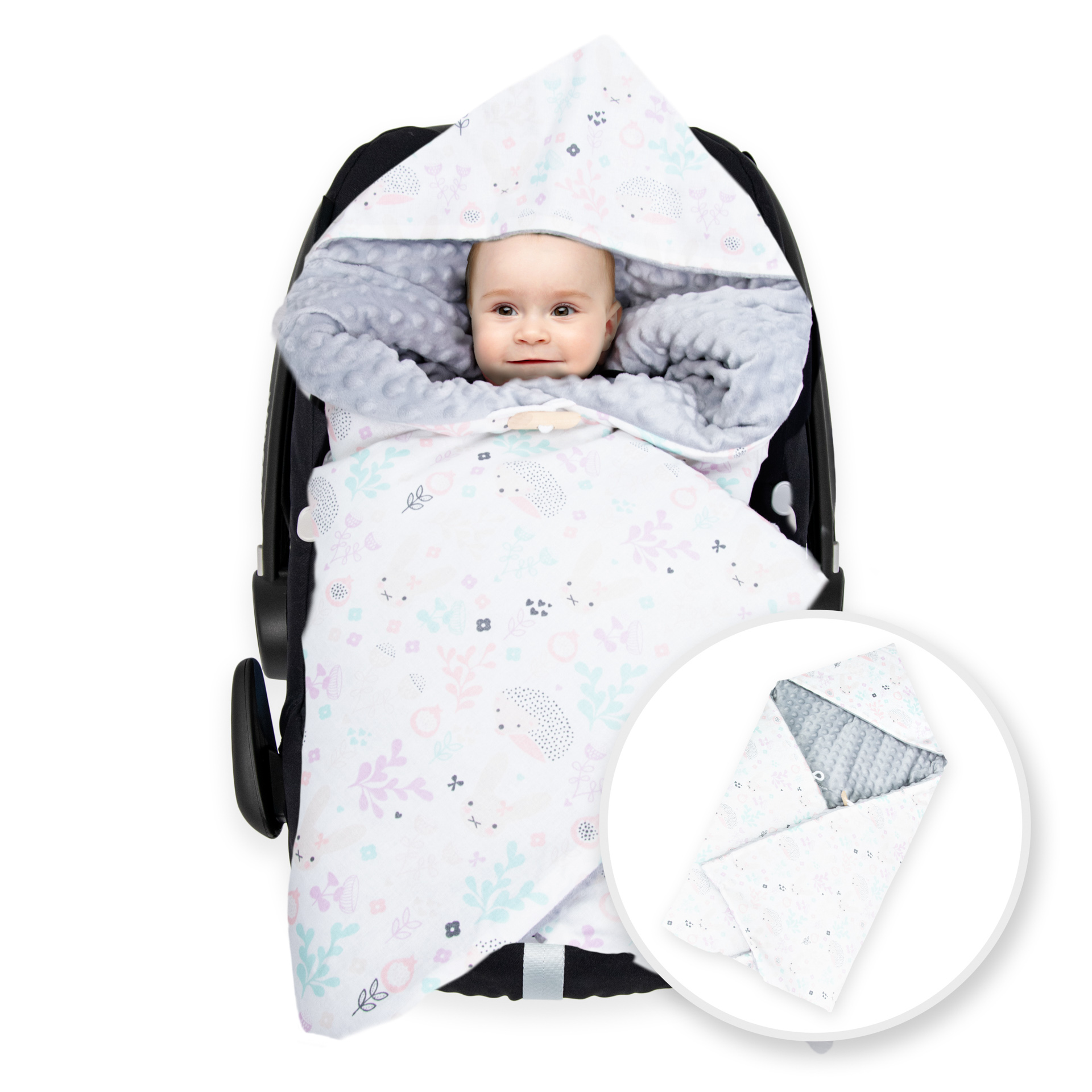 Baby Einschlagdecke mit Namen bestickt Babydecke Babyschale Maxi Cosi Autositz 