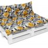 Bankauflage Gartenbankauflage Stuhlkissen Rückenkissen Bankkissen für Gartenbank Palettenkissen SET: 80x120cm + 2x 40x60cm 05 Oberstoff: 100% Baumwolle, Füllung: 100% Polyester