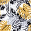 2-teilig Set: Bettwäsche 135x200, aus Baumwolle, mit Hotelverschluß: Bettbezug 135x200, Kopfkissenbezug Kissenhülle: 80x80cm Monstera Grau Senfgelb 100% Baumwolle - Image 7