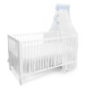 Amilian Himmel mit Schleife für Baby Bett, Stubenwagen, Babywiege, Kinderbett, Kinderzimmer; Baldachin; Betthimmel: Chiffonhimmel Mond/Sternchen Hellblau 100% Polyester - Image 2