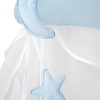 Amilian Himmel mit Schleife für Baby Bett, Stubenwagen, Babywiege, Kinderbett, Kinderzimmer; Baldachin; Betthimmel: Chiffonhimmel Mond/Sternchen Hellblau 100% Polyester - Image 3