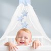 Amilian Himmel mit Schleife für Baby Bett, Stubenwagen, Babywiege, Kinderbett, Kinderzimmer; Baldachin; Betthimmel: Chiffonhimmel Mond/Sternchen Hellblau 100% Polyester - Image 5