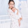 Amilian Himmel mit Schleife für Baby Bett, Stubenwagen, Babywiege, Kinderbett, Kinderzimmer; Baldachin; Betthimmel: Chiffonhimmel Mond/Sternchen Hellblau 100% Polyester - Image 6