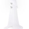 Amilian Himmel mit Schleife für Baby Bett, Stubenwagen, Babywiege, Kinderbett, Kinderzimmer; Baldachin; Betthimmel:Chiffonhimmel Stern/Herzen Hellgrau 100% Polyester