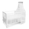 Amilian Himmel mit Schleife für Baby Bett, Stubenwagen, Babywiege, Kinderbett, Kinderzimmer; Baldachin; Betthimmel:Chiffonhimmel Stern/Herzen Hellgrau 100% Polyester - Image 2