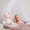 Amilian Himmel mit Schleife für Baby Bett, Stubenwagen, Babywiege, Kinderbett, Kinderzimmer; Baldachin; Betthimmel:Chiffonhimmel Stern/Herzen Hellrosa 100% Polyester - Image 4
