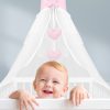 Amilian Himmel mit Schleife für Baby Bett, Stubenwagen, Babywiege, Kinderbett, Kinderzimmer; Baldachin; Betthimmel:Chiffonhimmel Stern/Herzen Hellrosa 100% Polyester - Image 5