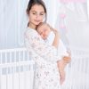 Amilian Himmel mit Schleife für Baby Bett, Stubenwagen, Babywiege, Kinderbett, Kinderzimmer; Baldachin; Betthimmel:Chiffonhimmel Stern/Herzen Hellrosa 100% Polyester - Image 6
