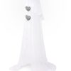 Amilian Himmel mit Schleife für Baby Bett, Stubenwagen, Babywiege, Kinderbett, Kinderzimmer; Baldachin; Betthimmel: Chiffonhimmel Stern/Herzen Dunkelgrau 100% Polyester