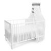 Amilian Himmel mit Schleife für Baby Bett, Stubenwagen, Babywiege, Kinderbett, Kinderzimmer; Baldachin; Betthimmel: Chiffonhimmel Stern/Herzen Dunkelgrau 100% Polyester - Image 2