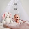 Amilian Himmel mit Schleife für Baby Bett, Stubenwagen, Babywiege, Kinderbett, Kinderzimmer; Baldachin; Betthimmel: Chiffonhimmel Stern/Herzen Dunkelgrau 100% Polyester - Image 4