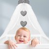Amilian Himmel mit Schleife für Baby Bett, Stubenwagen, Babywiege, Kinderbett, Kinderzimmer; Baldachin; Betthimmel: Chiffonhimmel Stern/Herzen Dunkelgrau 100% Polyester - Image 5