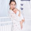 Amilian Himmel mit Schleife für Baby Bett, Stubenwagen, Babywiege, Kinderbett, Kinderzimmer; Baldachin; Betthimmel: Chiffonhimmel Stern/Herzen Dunkelgrau 100% Polyester - Image 6