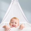Amilian Himmel mit Schleife für Baby Bett, Stubenwagen, Babywiege, Kinderbett, Kinderzimmer; Baldachin; Betthimmel: Chiffonhimmel Sternchen Hellgrau 100% Polyester - Image 5