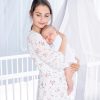Amilian Himmel mit Schleife für Baby Bett, Stubenwagen, Babywiege, Kinderbett, Kinderzimmer; Baldachin; Betthimmel: Chiffonhimmel Sternchen Hellgrau 100% Polyester - Image 6