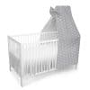 Amilian Himmel mit Schleife für Baby Bett, Stubenwagen, Babywiege, Kinderbett, Kinderzimmer ; Baldachin; Betthimmel: Vollstoffhimmel Sternchen Grau 100% Baumwolle - Image 2