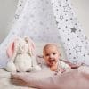 Amilian Himmel mit Schleife für Baby Bett, Stubenwagen, Babywiege, Kinderbett, Kinderzimmer ; Baldachin; Betthimmel: Vollstoffhimmel Gute Nacht Grau 100% Baumwolle - Image 4