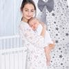 Amilian Himmel mit Schleife für Baby Bett, Stubenwagen, Babywiege, Kinderbett, Kinderzimmer ; Baldachin; Betthimmel: Vollstoffhimmel Gute Nacht Grau 100% Baumwolle - Image 6