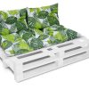 Bankauflage Gartenbankauflage Stuhlkissen Rückenkissen Bankkissen für Gartenbank Palettenkissen SET: 60x120cm + 2 x 40x60cm Blätter Grün Oberstoff: 100% Baumwolle, Füllung: 100% Polyester