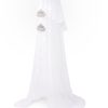 Amilian Himmel mit Schleife für Baby Bett, Stubenwagen, Babywiege, Kinderbett, Kinderzimmer; Baldachin; Betthimmel: Chiffonhimmel Wolken/Hellgrau (Made in EU) 100% Polyester