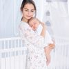 Amilian Himmel mit Schleife für Baby Bett, Stubenwagen, Babywiege, Kinderbett, Kinderzimmer; Baldachin; Betthimmel: Chiffonhimmel Wolken/Hellgrau (Made in EU) 100% Polyester - Image 4