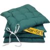 Amilian Stuhlkissen 40x40 mit Bändern - 4er Set Sitzkissen - Outdoor Indoor - Sitzauflage – Oberstoff 100% Baumwolle, Füllung 100% Polyester / Smaragd