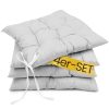 Amilian Stuhlkissen 40x40 mit Bändern - 4er Set Sitzkissen - Outdoor Indoor - Sitzauflage – Oberstoff 100% Baumwolle, Füllung 100% Polyester / Hellgrau